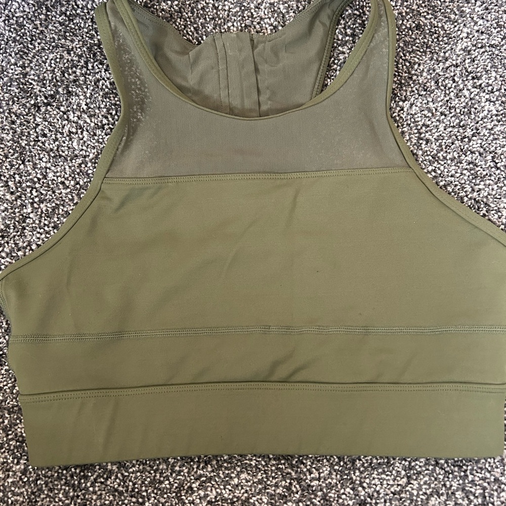 ZYIA ACTIVE Olive Green Sports Bra with Motivational Strap SIZE L
